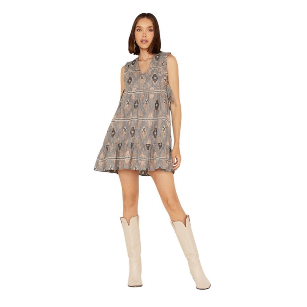 CLEO + WOLF WOMEN'S SOUTHWESTERN PRINT TIE MINI DRESS